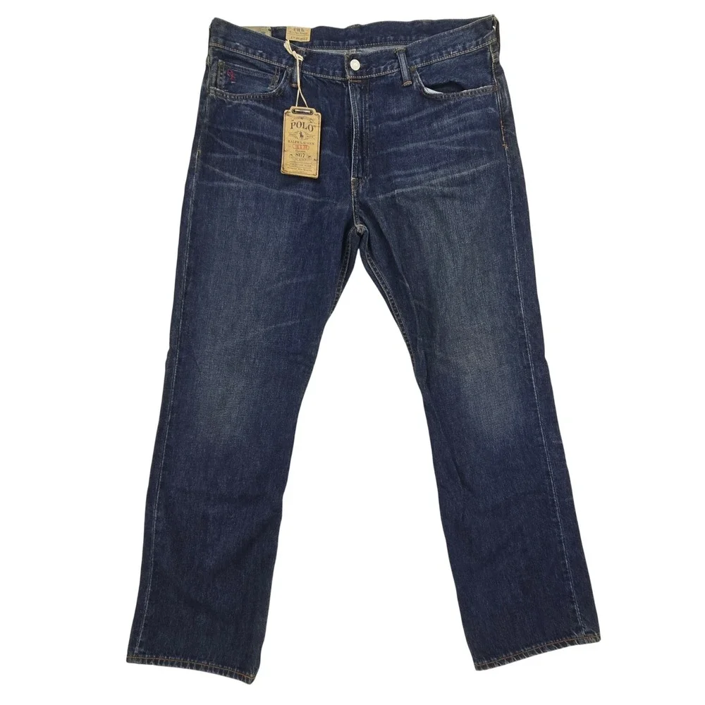Polo Ralph Lauren 867 Classic Jeans Mens 38x32 Dark Wash Straight Leg Denim NWT